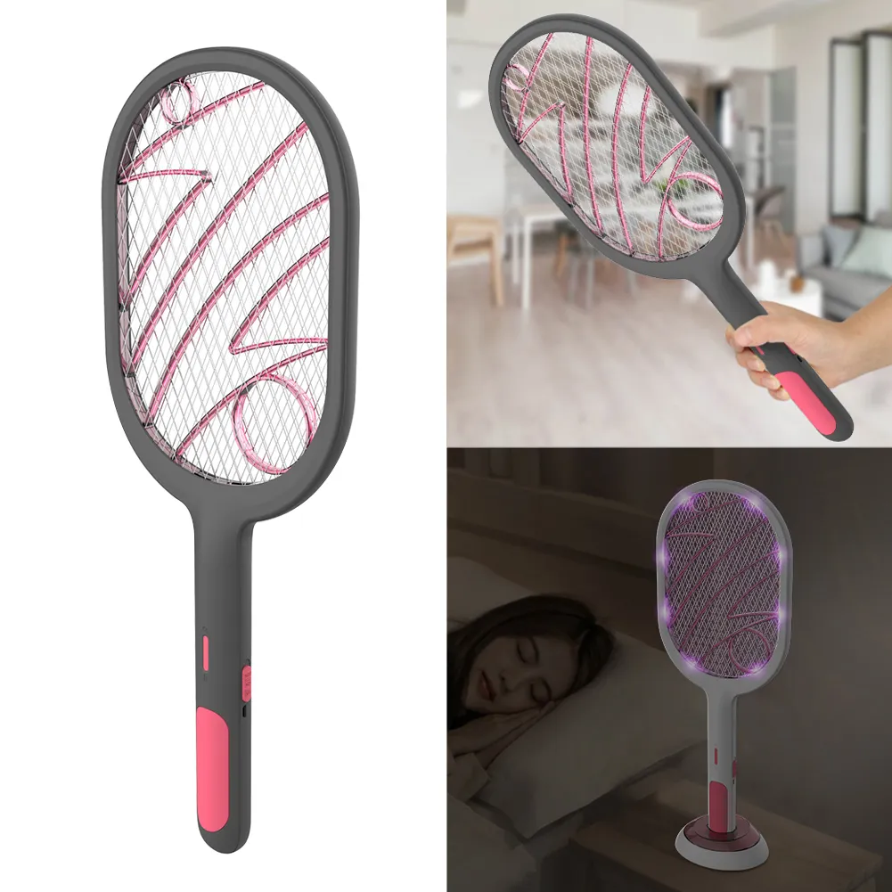 Electric Mosquito Swatter 2 Läges 1200mAh USB uppladdningsbart hemfluga Bug Zapper Racket Inserts Killer Pest Control Products