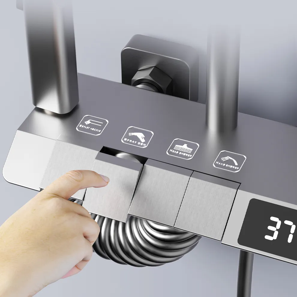 Quality Brass Thermostatic Digital Shower System - Wall Mounted Gray ...