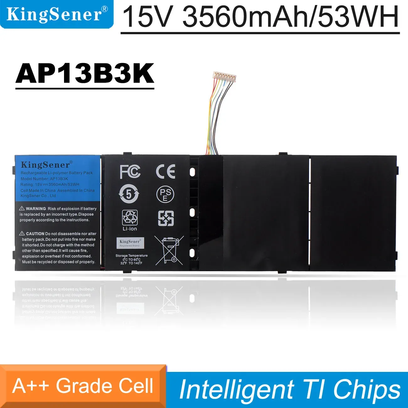 Batteries Kingsener AP13B3K Batterie d'ordinateur portable pour Acer Aspire V5 R7 V7 V5572G V5573G V5472G V5473G V5552G M5583P V5572P R7571 AP13B8K