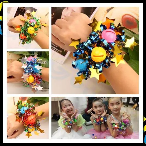 Kindergarten Kid Dance Sequin Hand Flower Adult Bell Bracelet Bracelet Enfants Festival Activité Sports Meeting Performance Performance