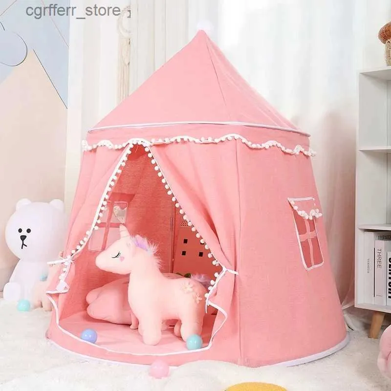 Leksak tält barn tält spel hus inomhus baby spel bärbar prinsessa slott små lek hus leksaker mongoliska födelsedagstält teepee baby l410