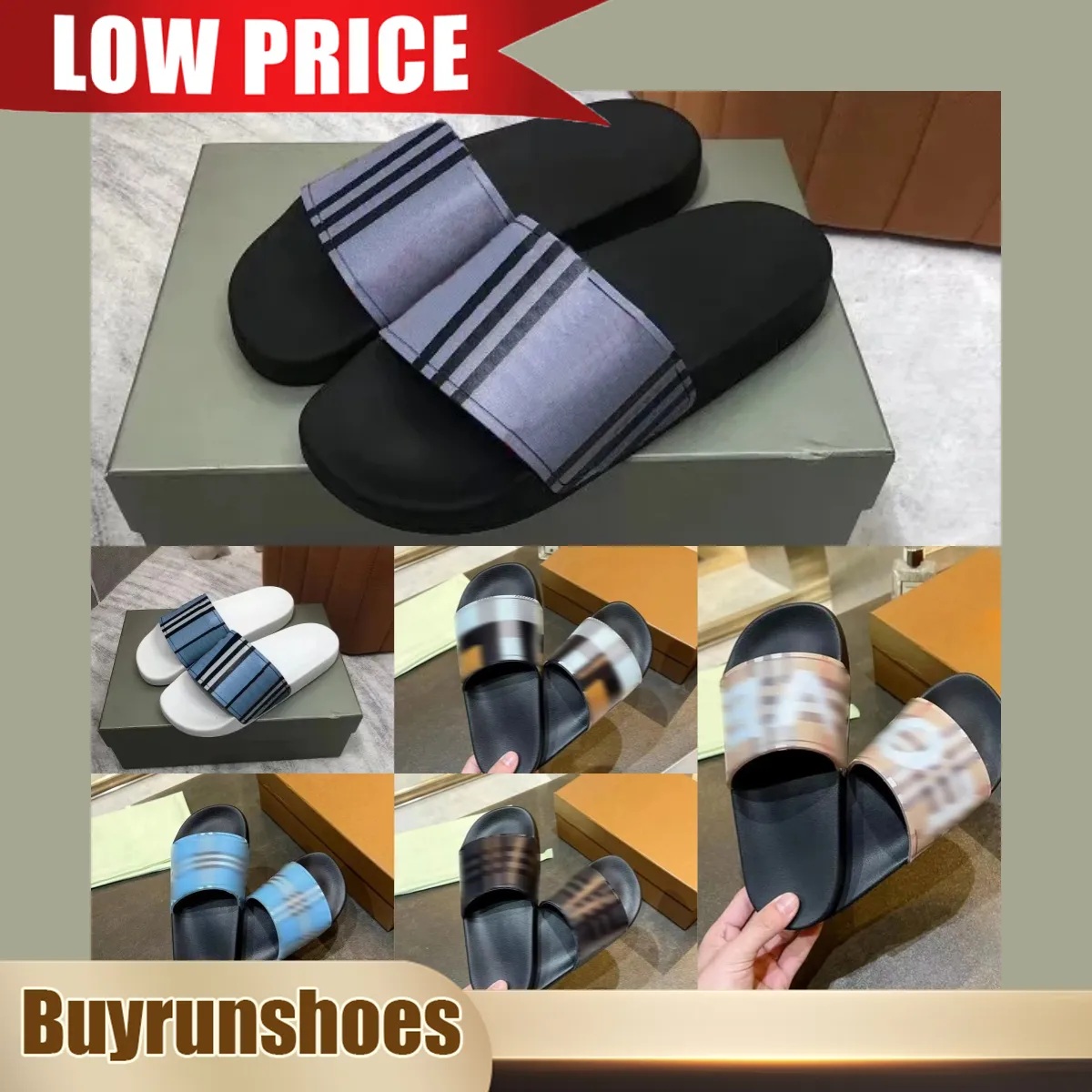 Designer Sandals Dames Slippers Slippels Strandschoenen Luxe dik Soled Damesschoenen Zomer Luxe Vintage Gedrukt Plaid Brand Heren Zomer lichtgewicht indoor maat 35-45