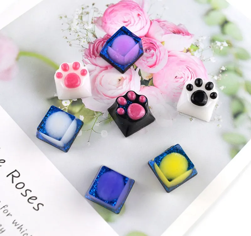 DIY Key Cap Silicone Mold Cat's Paw Computer OEM Keyboard Cover Molds Resin Mirror Mould For Jewelry Making