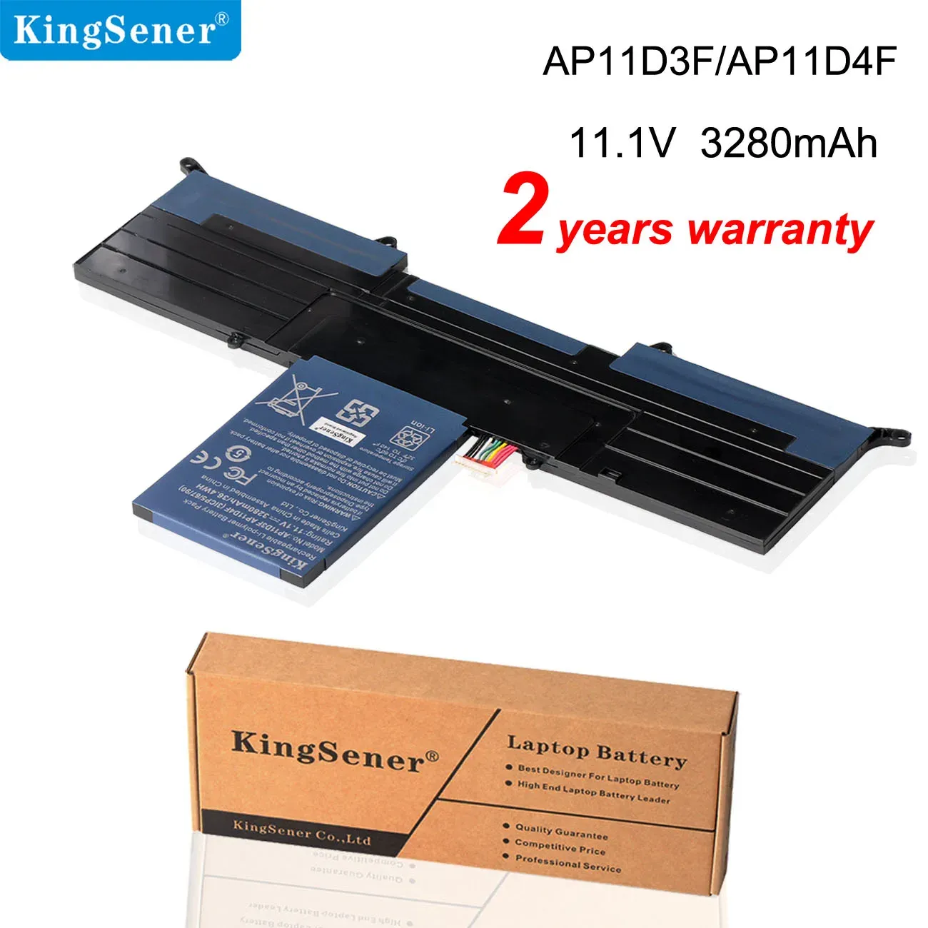 Batteries Kingsener Nouveau AP11D3F AP11D4F Batterie d'ordinateur portable pour Acer Aspire S3 S3951 S3391 MS2346 3ICP5 / 65/88 3ICP5 / 67/90 11.1V 3280mAH