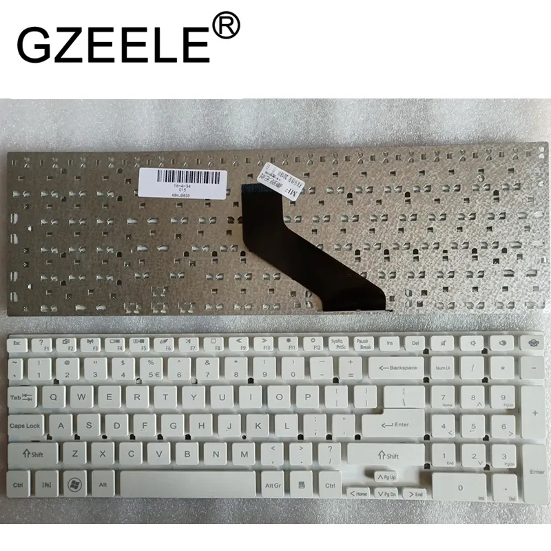 Toetsenboards Gzeele White US Engelse laptoptoetsenbord voor Acer TravelMate P273M P273mg voor Gateway NV76R