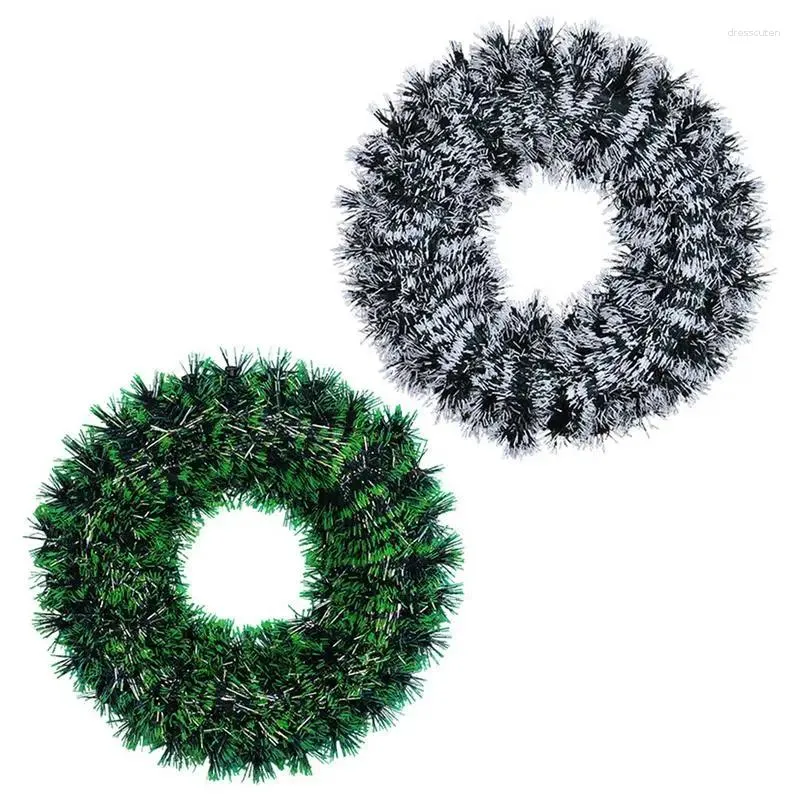 Fleurs décoratives couronne de Noël artificielle avec pin simulé Garland XMS décorations couronnes vertes pour armoire de cuisine de fenêtres