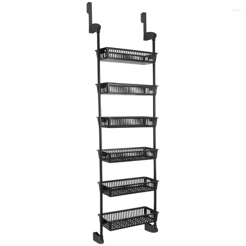 Lagringslådor Deluxe Black Steel 6-Tier Over-the-Door Hanging Pantry Organizer