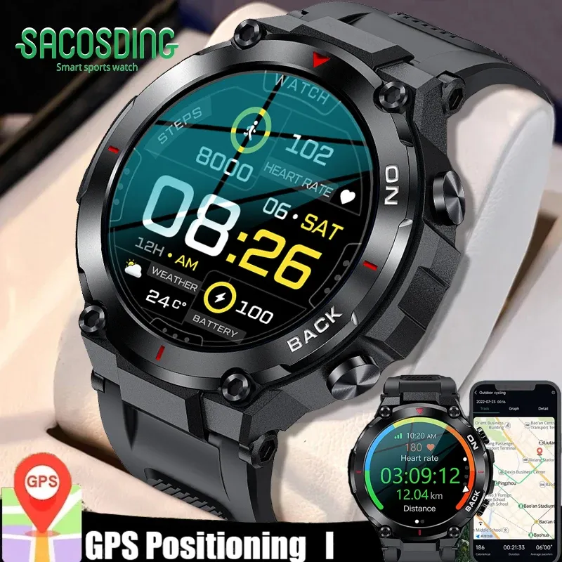 Zegarki 2023 NOWOŚĆ ZATWIENIÓW MĘŻCZYZN GPS Outdoor Wojsko Smart Watch Mężczyźni Waterproof Watches Sport Fitness Smartwatch Mężczyźni dla Xiaomi Realme Huawei