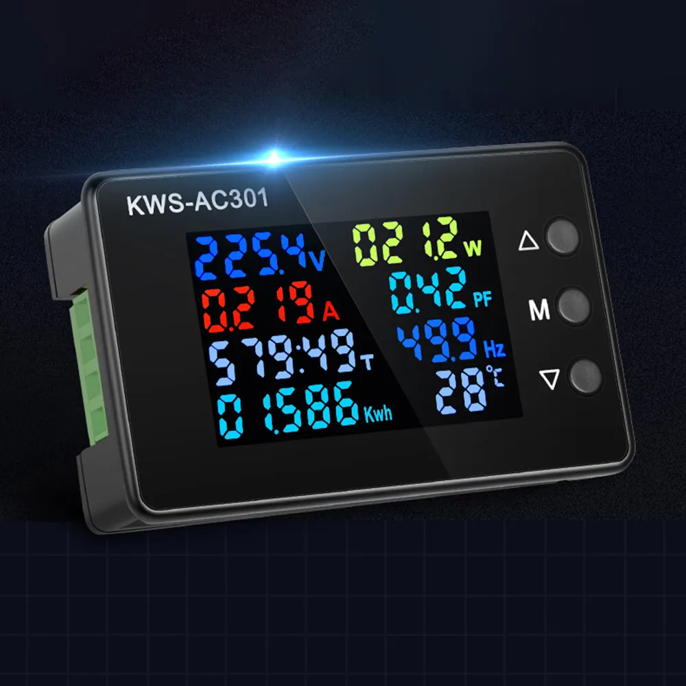 KWS-AC301 Wattmeter vermogensmeter Voltmeter AC 50-300V 50-60Hz LED AC Elektriciteitsmeter 0-20/100A Power Analyzer Detector Tools