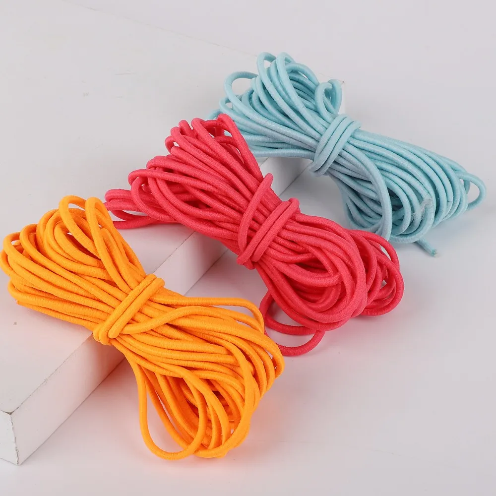 5meter farbenfrohe Hochstrecke -Elastizitätsband 2,5 mm runde Elastizitätslinie Gummiband Seilgewinde DIY -Nähzubehör