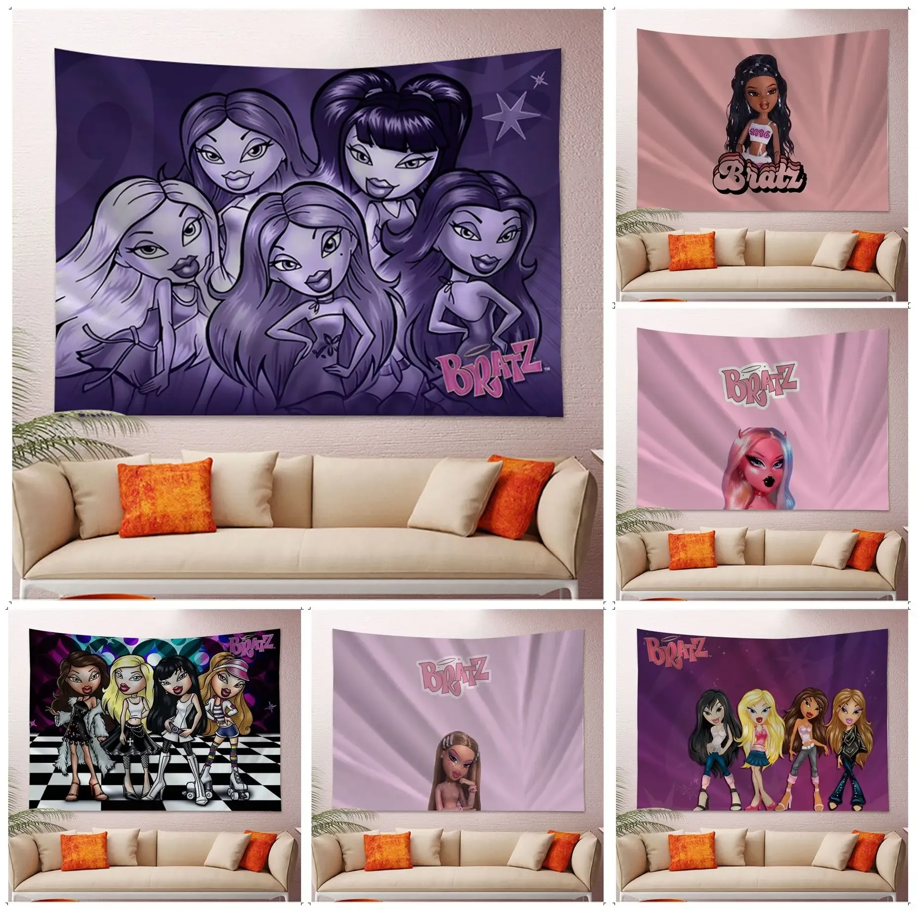 Bambola bambola Bratz Arazzo arazzo hippie Floro Muro di tappeti Dorm Decor decorazioni artistiche da parete