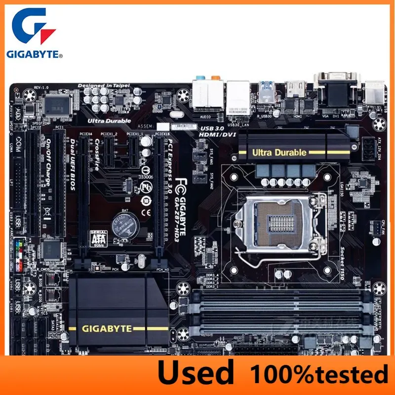 Cartes mères Gigabyte GAZ87HD3 Carte mère pour Intel Z87 DDR3 USB3.0 32GB LGA1150 Z87 HD3 Bureau de bureau Système de tableau principal utilisé