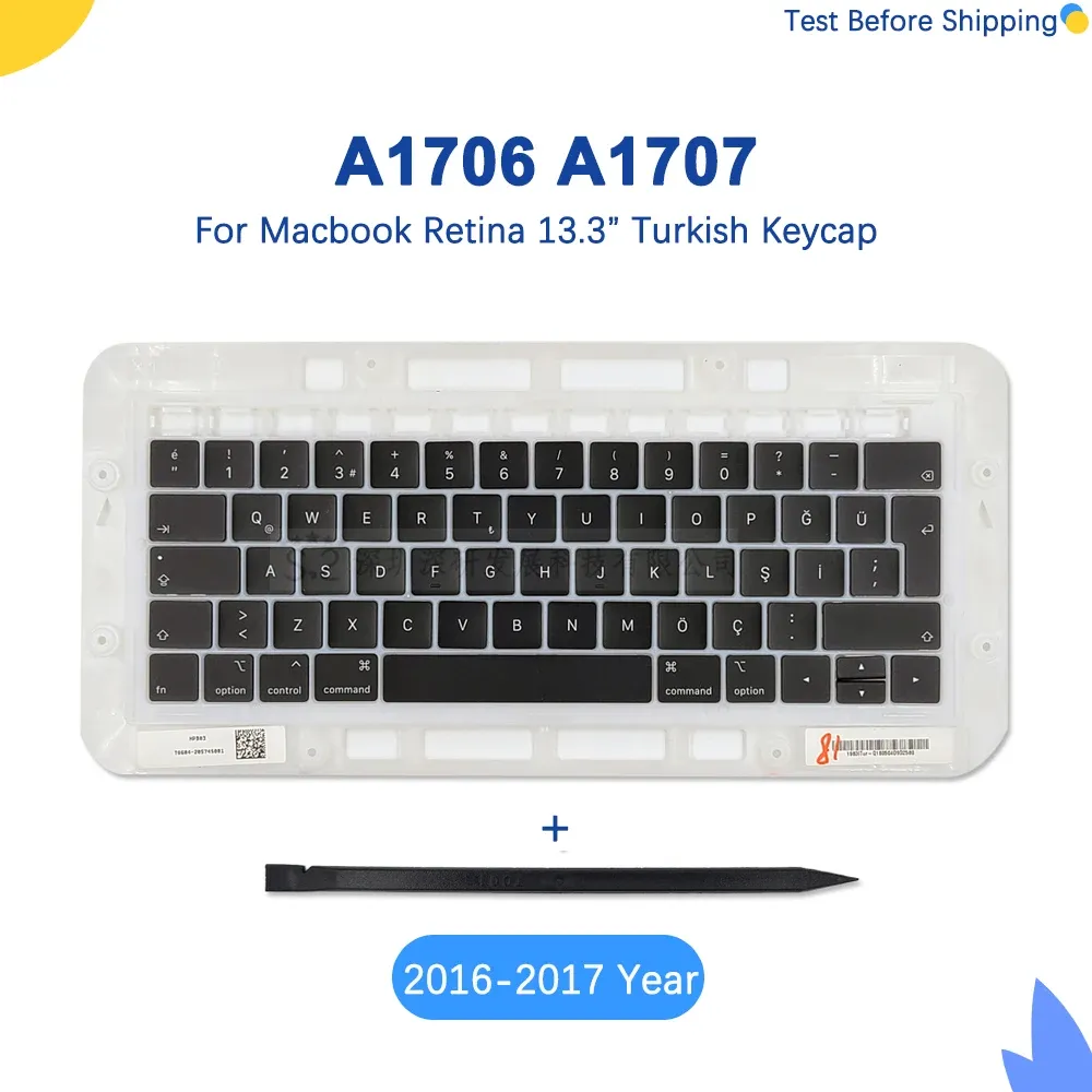 CAPS Nya tangentbordsnycklar för MacBook Pro Retina 13.3 "15.4" A1706 A1707 KeyCap Keys Turkish version 20162017 År