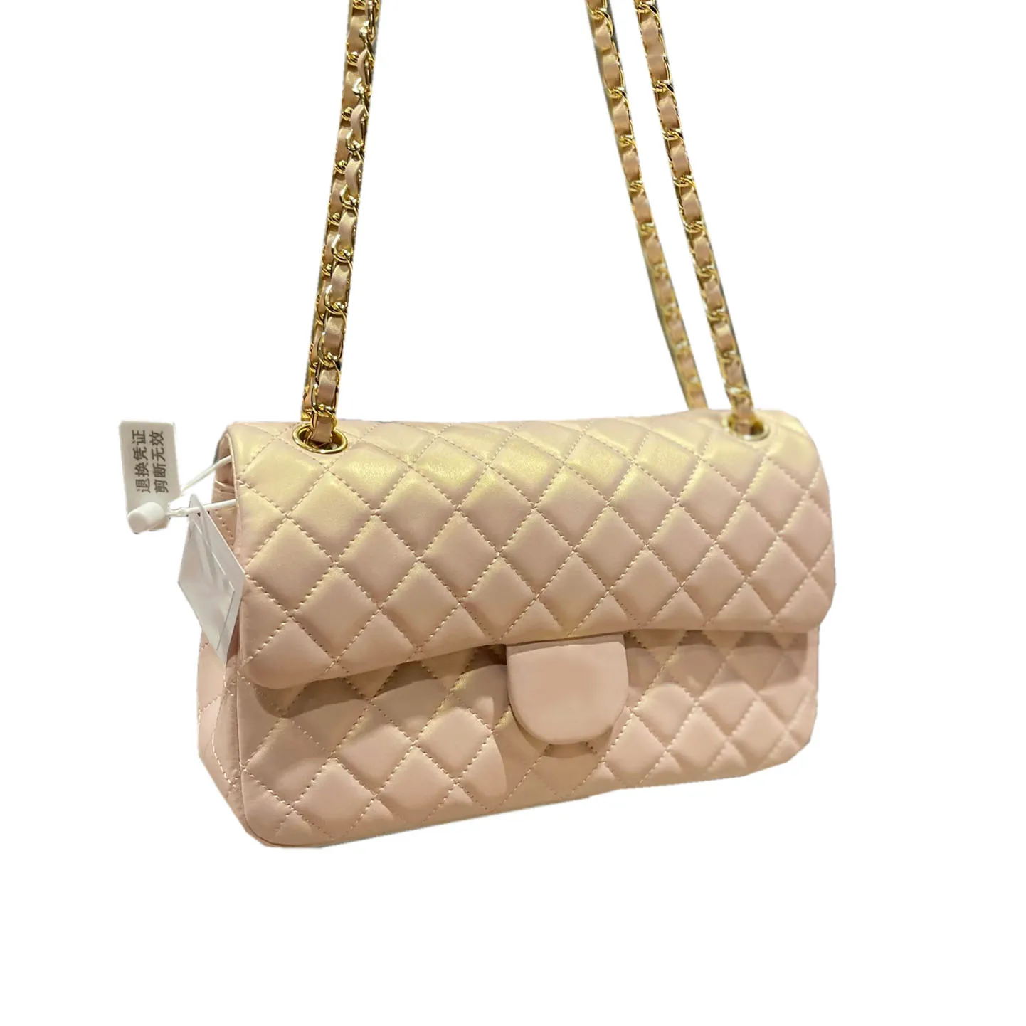 Klasyczny Pearl Pink White Flap Bor Blost Lambskin Quild Medal Metal Saire Sprzęt na ramię Crossbody Bag Designer French La