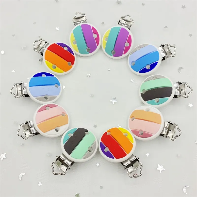 3pcs Baby Silicone Clips Rainbow Color Silicone Pacifier Clip Pacifier Chain Accessories Personalized Clip Baby Toys BPA Free