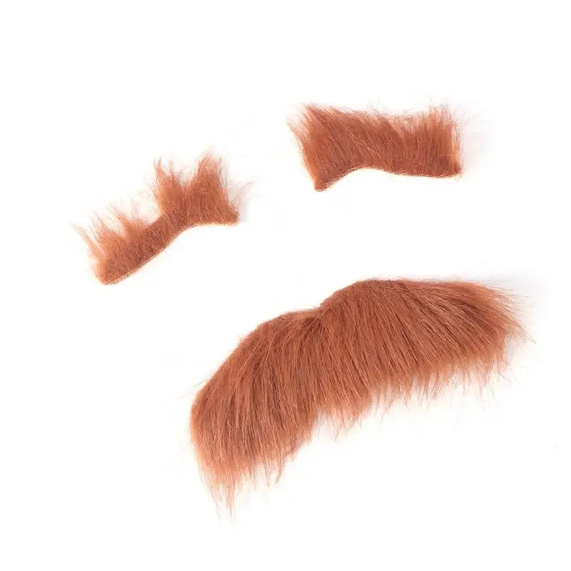 Three-Piece Novelty Halloween Costumes Self Adhesive Fake Eyebrows Beard Moustache Kit Facial Hair Cosplay Props Decoration