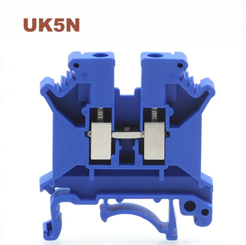 Din Rail Universal Terminal Block UK-5N Blue Screw Type Electric Terminals Block Wire Cable Connector Morsettiera 41A Bornier