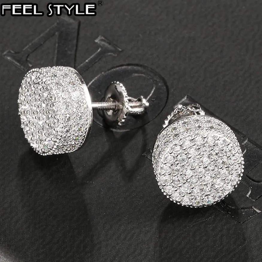 مسمار الهيب هوب 1PAIR MICRO FULL REOLD ZIRCON CZ Stone Bling Iced Out Stud arring arics Action for Men Jewelry 230208232Z