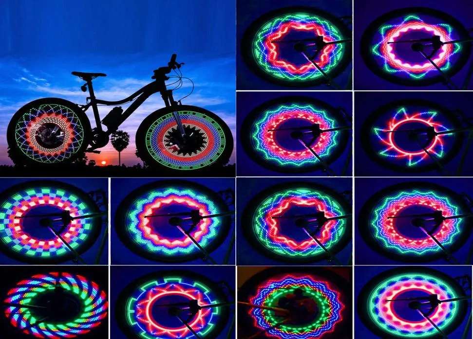 30 pattern Bike light Bicycle wheel light double display flash 32 RGB LED light Bicycle spoke lamp Night riding Cycling lighting4216465