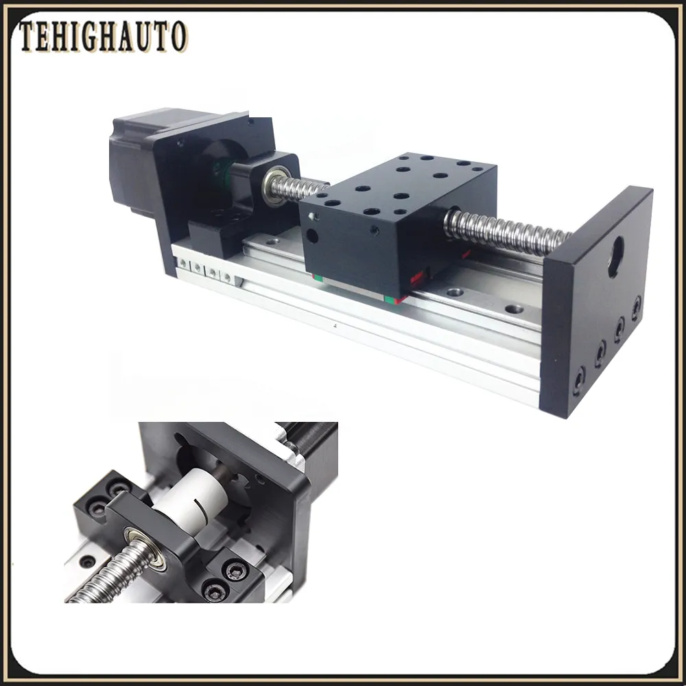 Linear Square Linear Guide Rail Ball Screw Platform SFU1204/1605/1610 Nema 23 Stepper Motor 100-500mm Stroke 2PCS Sliders