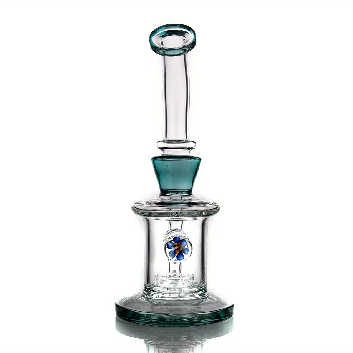 Det nya 9.7 tum gröna och blå blommabollen högkvalitativ tjock kvarts bong vattenrör för rökning H906