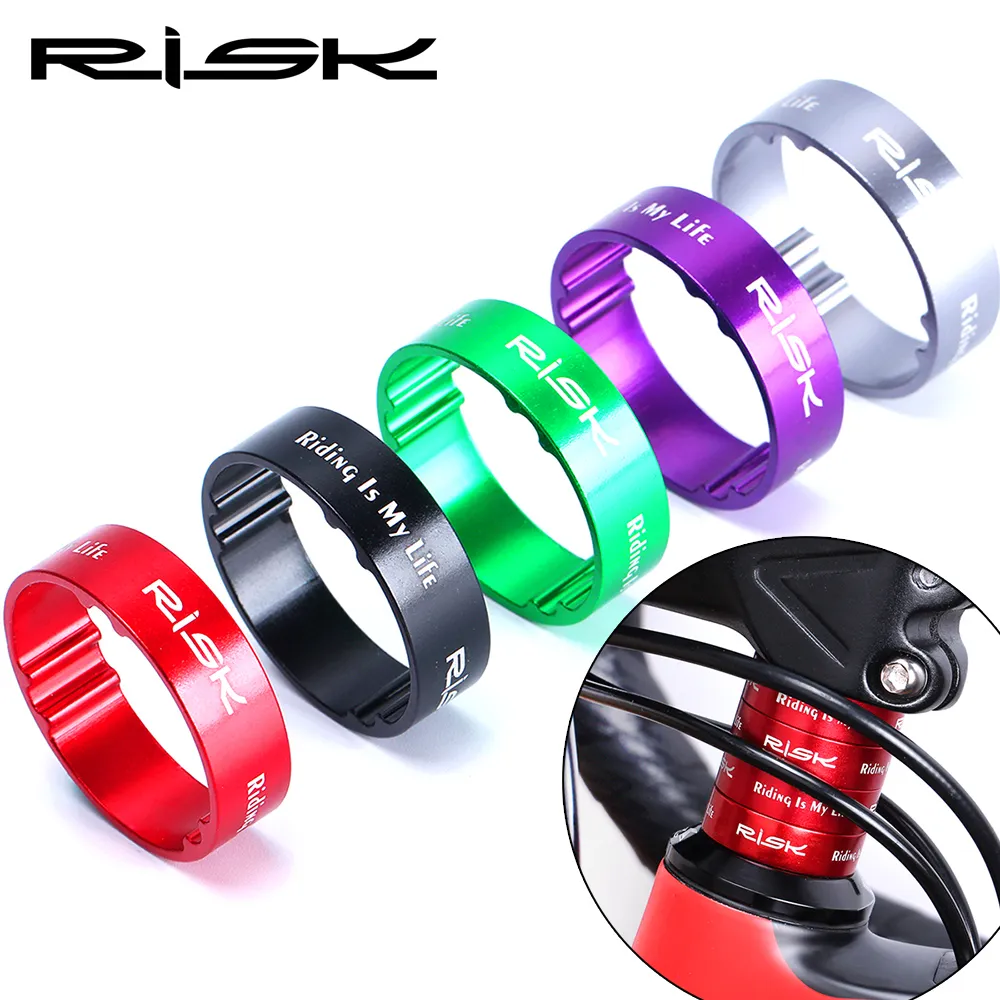 Risiko 5/10mm Fahrrad Headset-Abstandshalter Aluminium MTB Roadbike Frontgabel Einstellung Waschmaschine 1-1/8 "28,6 mm Lenker-Stammzubehör