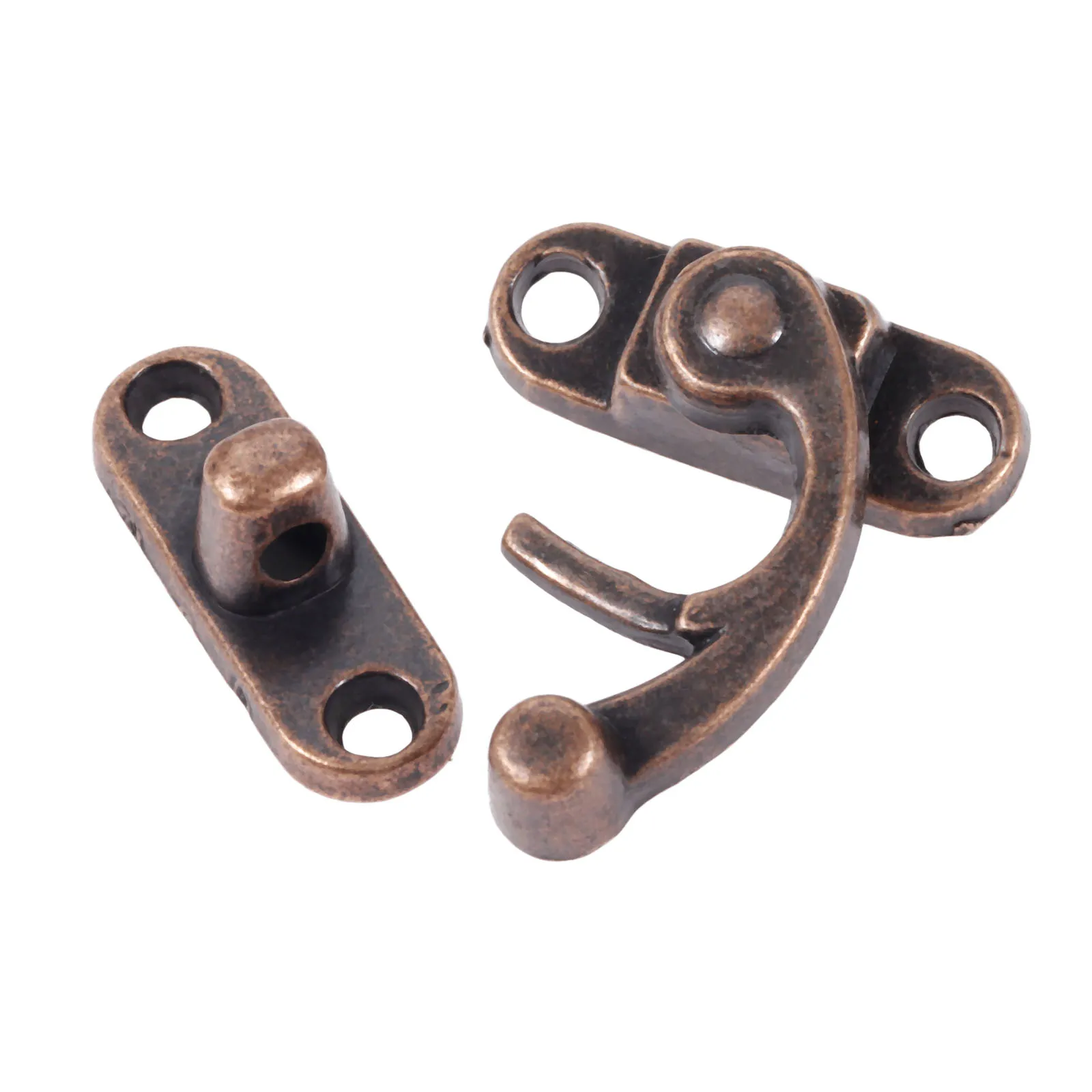 2sets Box Latch Hasps with screws Antique Padlocks Silver/Red Copper Buckle lock 29*33mm Jewelry Wooden Box Wine Case hardware