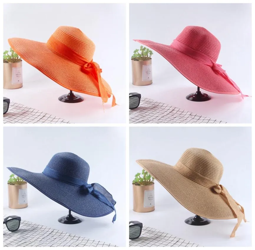 Cappelli da sole pieghevoli floppy Ladies con banda adorabile berretto estivo Donne Wide Brim Sun Protection Fashion Cute Beach Hat VT02245558158