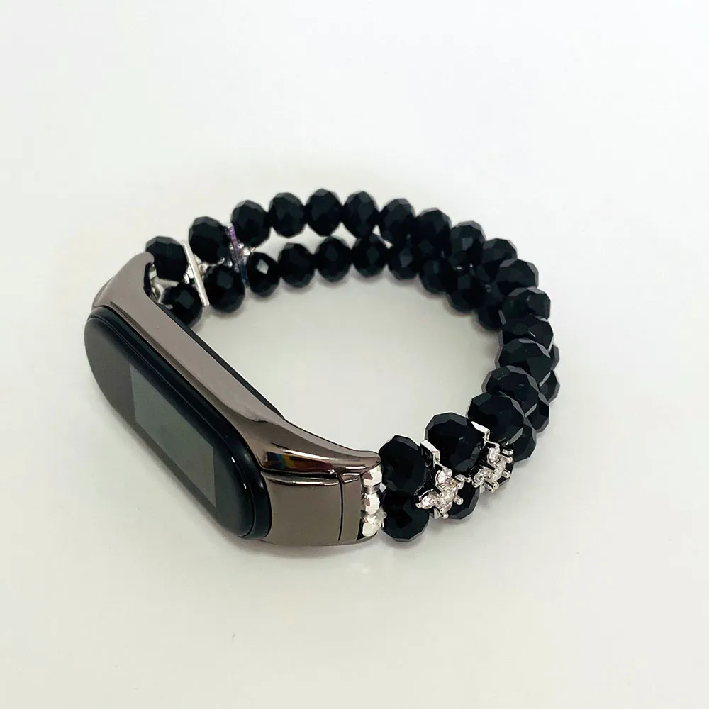 MI Band 8 7 6 Bracelet Bandle Bandes de perles de cristal faits à la main pour Xiaomi Miband 5 4 STAPS CORREA ELASTIC LUXEUR BLING FEMMES GRIPLES