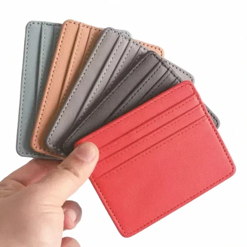 1pcs PU Porta di carta per identificazione in pelle PU Candy Color Bank Credit Card Card Box Multi Slim Cash Wortet Women Men Copertura Busin Z8P5#