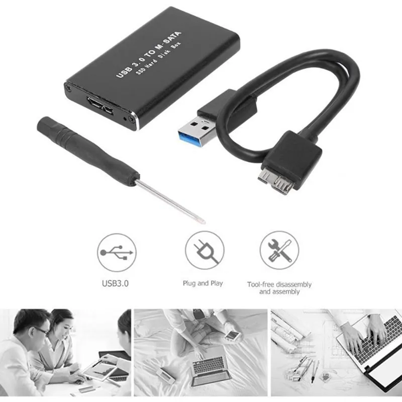 Solid State Drive Case MSATA To USB Adapter Enclosure For