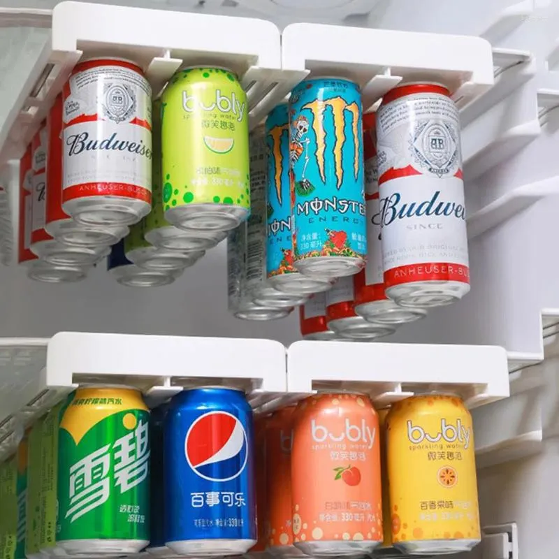 Haken können Spender Bier Soda Lagern-Rack-Kühlschrank unter Regal für Getränke Organizer Doppelreihen-Container Kühlschrank rutschen
