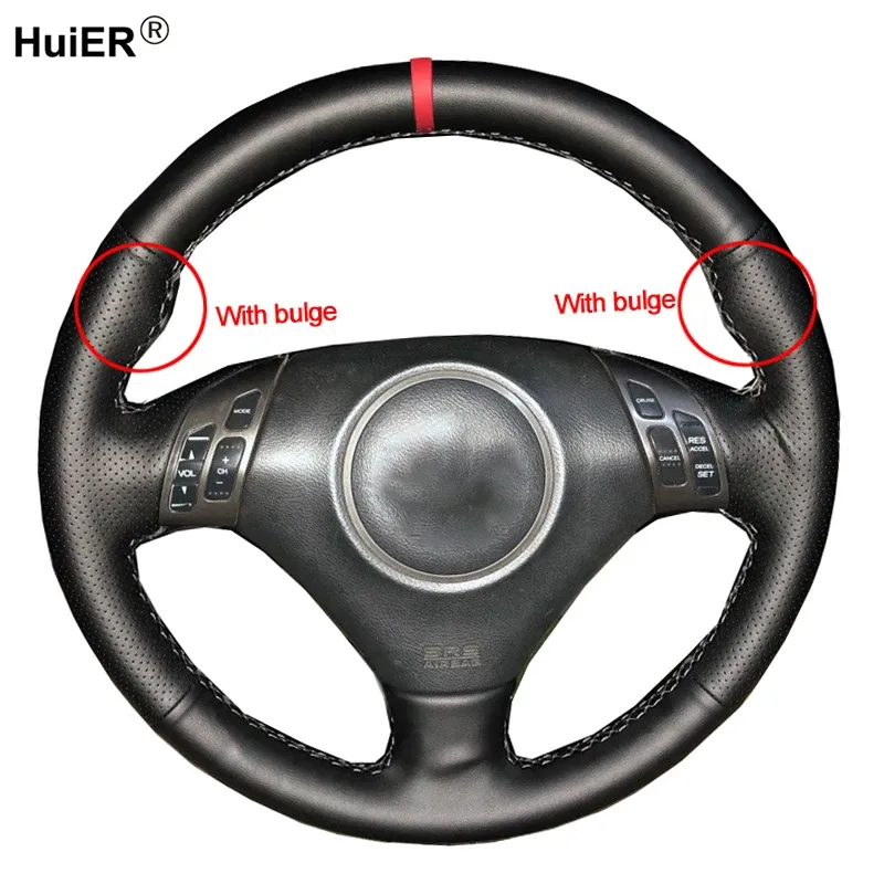 Hand Sewing Stitching Car Steering Wheel Cover Wrap For Honda Accord 7 Acura TSX 2002 - 2007 (3 spoke) With Bulge 2006 2005 2004