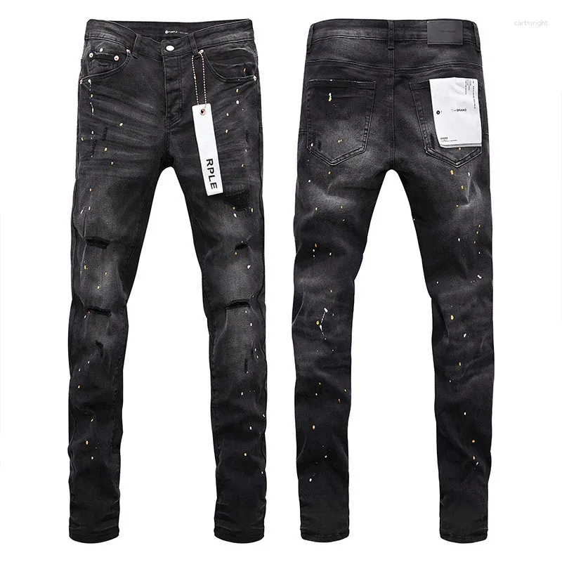 Pantaloni da donna 2024 jeans di marca viola con buchi di strada da inchiostro spruzzato inchiostro in difficoltà di moda invalidata e sottile