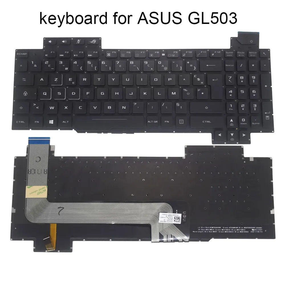 Клавиатуры Новая французская азертистная клавиатура для Asus ROG GL503 GL503VD GL503VM GL503GE GL703GE FR Computer Клавиатуры AEBKLF00020