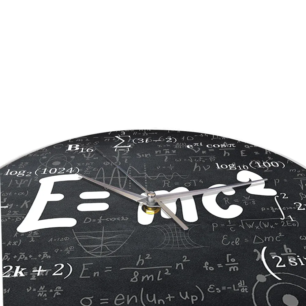 E = MC2 Math Formuła Geek zegar ścienny teoria względności Silent Wall Watch Scientist Fizyka Nauczyciel Dift Dekor School Classroom