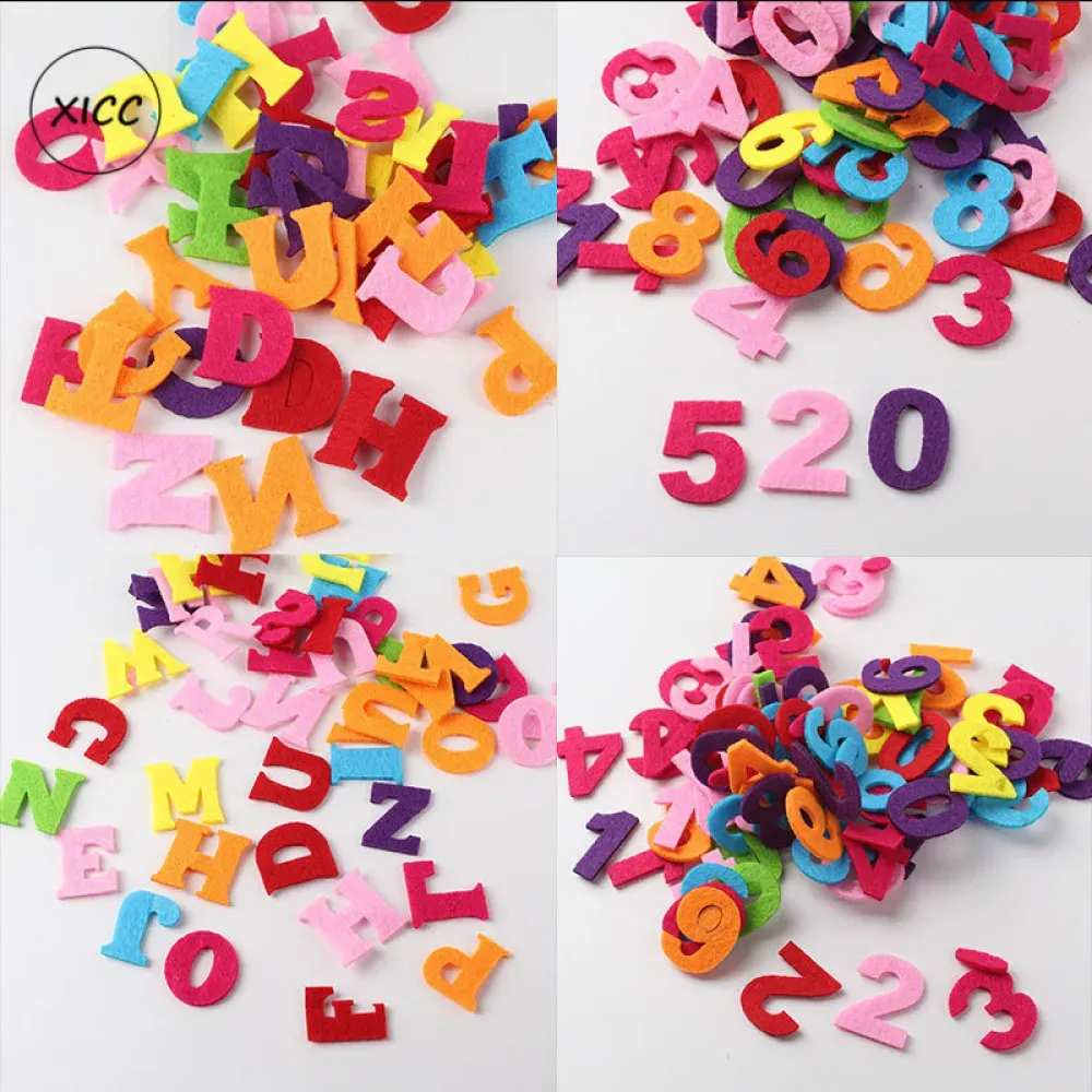 XICC 50pcs Digital Letters Wool Felt Pads Fabric Crafts Name Patches Children Kids Handmade Polyester DIY For Sewing Dolls Toys