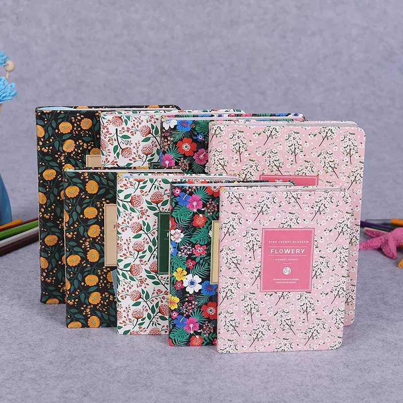 Notebooks Nuevo llegada Lindo PU Cuero Libro de flores floral Diario Suministros de la oficina del cuaderno de cuaderno Suministros Kawaii Papelería