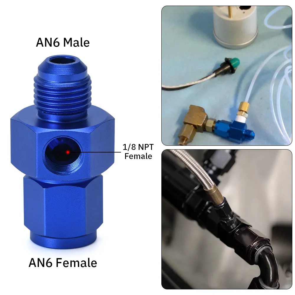 US SHIP 6AN AN6 To 3/8 NPT 45 Degree Male Fitting Adapter Blue