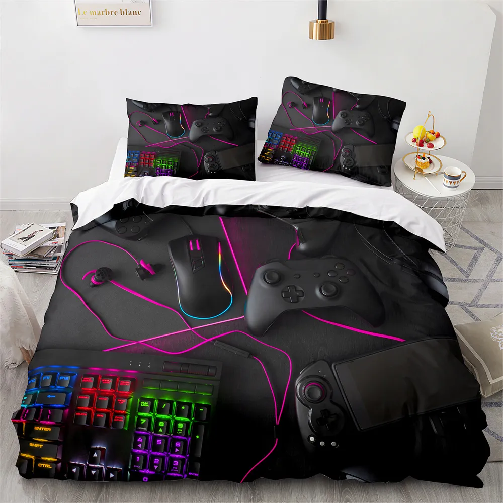 Game King Queen Duvet Cover Cover 3D Black Game Hands Set da letto per bambini Teens Man Gamer Camera da letto Copritura Copertina Copertina