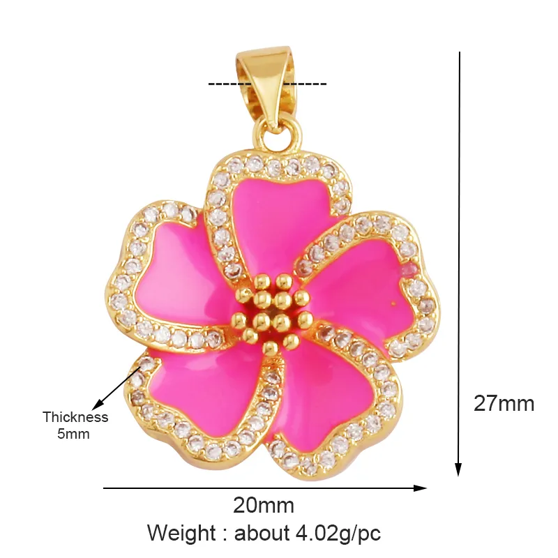 Sweet Spring Colorful Flower Charm Pendant, Trendy Multicolor Sakura Emalj halsband Tillbehör Handiga hantverksmycken leveranser M28