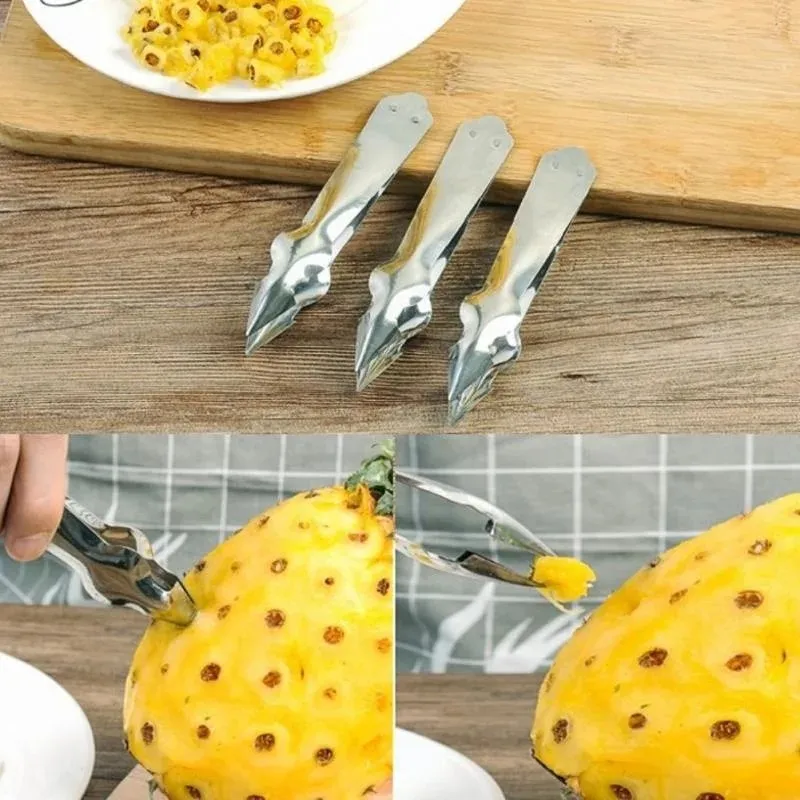 Portable Pineapple Peeler Stainless Steel Pineapple Cutter Corer Clip Ananas Pineapple Slicer for Fruit Salad Kitchen Gadget
