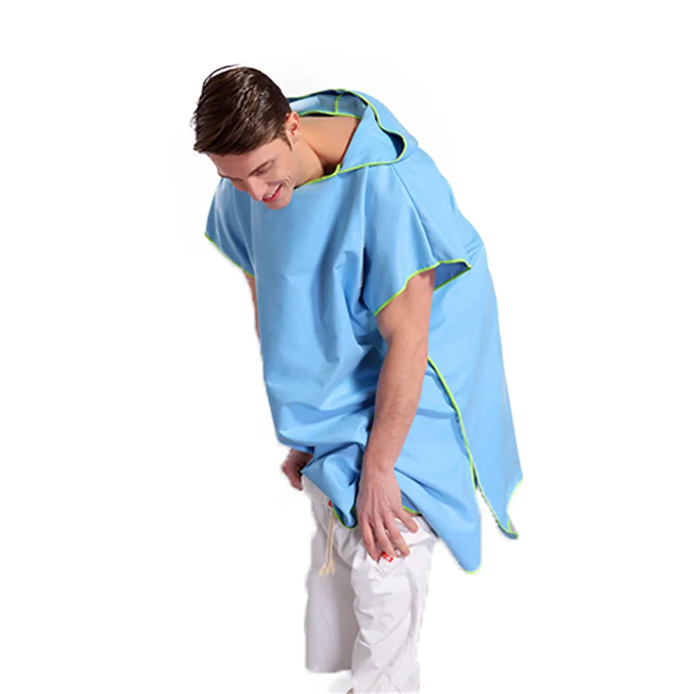 ZipSoft Microfiber Quick Dry Mudança Poncho com capuz para Swim Beach Surf Poncho Compact Compact Toalha com capuz de roupa leve