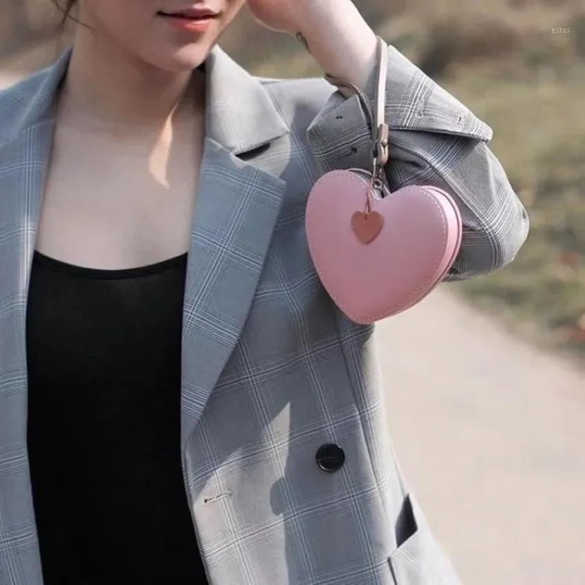 지갑 2021 숙녀 동전 지갑 핑크 소녀 하트 모양 클러치 가방 귀여운 여자 1219N