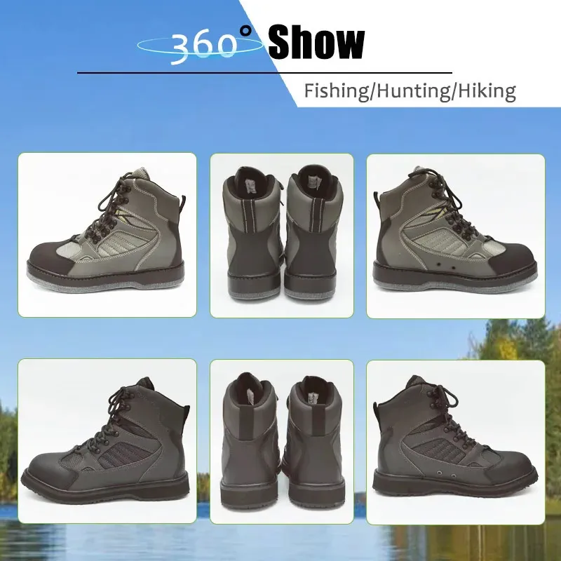 High Top Mens Fishing Waterproof Shoes With Felt Or Rubber Sole