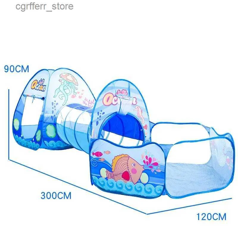 Tende giocattolo 3 in 1 tenda portatile tenda per bambini tenda giocattolo palcinetto oceano pool di tipi tende tipi che strisciano tunnel piscina palla baby giocando tende h l410