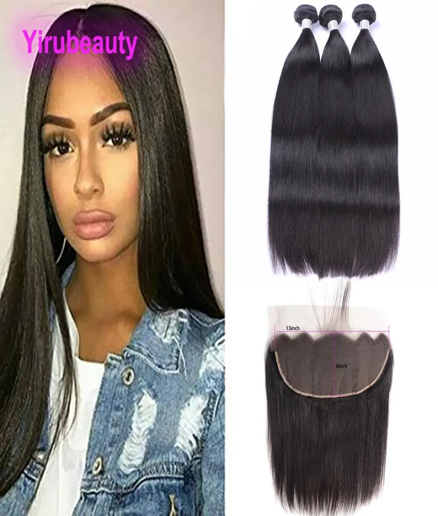 Peruvian Human Hair 3 Bundles With 13X6 Lace Frontal Baby Hair Extensions 1030inch Straight Yirubeauty Hair Products Frontals1138948