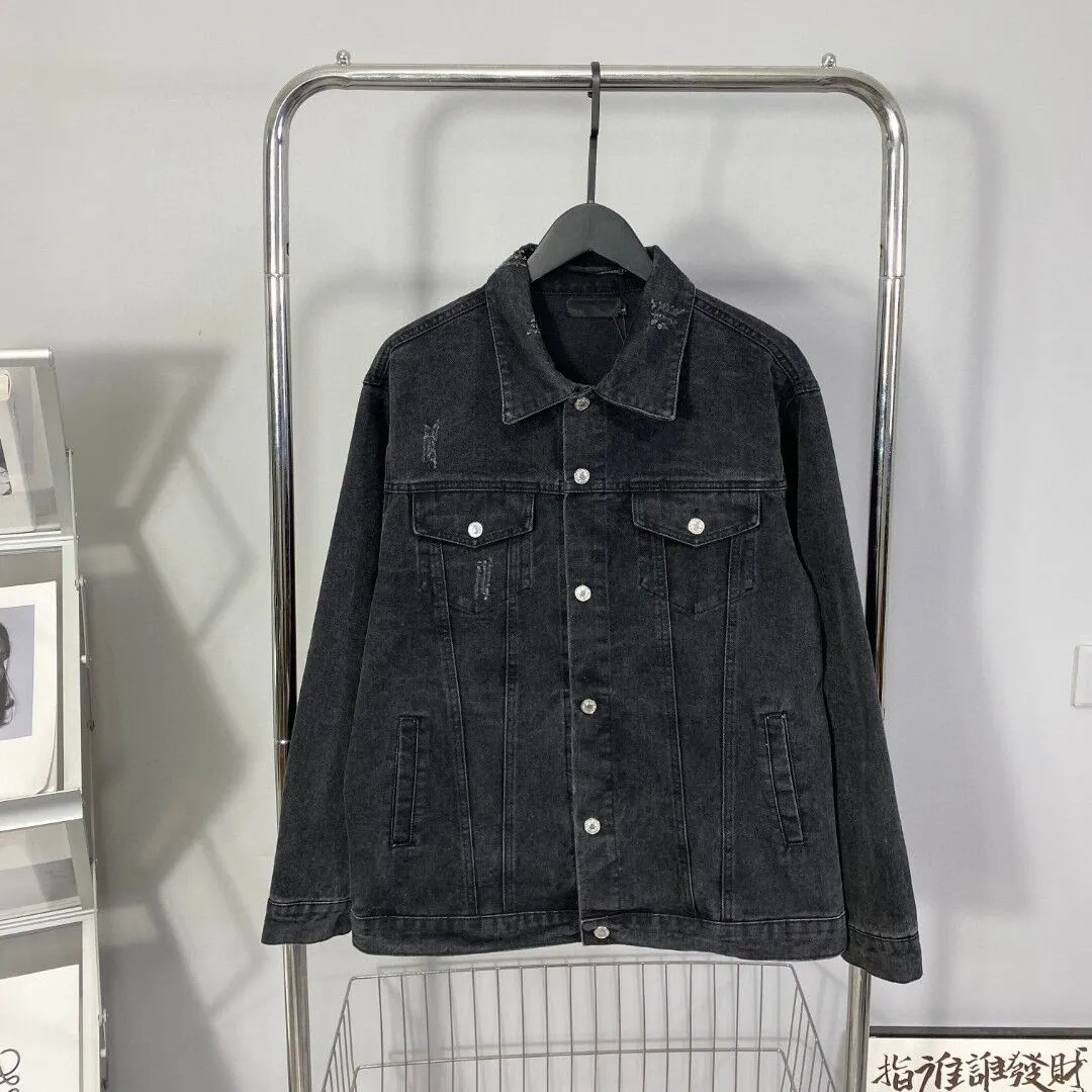 3B Destruct Denim Jacken für Paare Retro Wash, um alte Schichten Herren Frauen Außenbekleidung BL Ciaga Schwarze Denim Kleidung Ladys Surcoats Langarm Vintage Paris Mantel zu machen