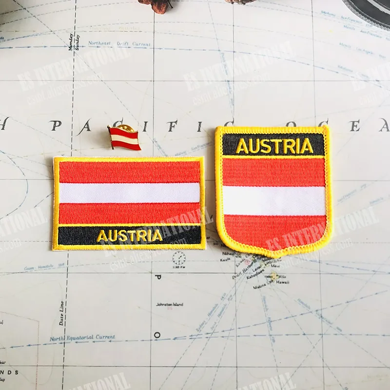 Austria nacional bandeira crachás de bordados de braçadeira e pino de lapela um conjunto de acessórios de pano Backpack