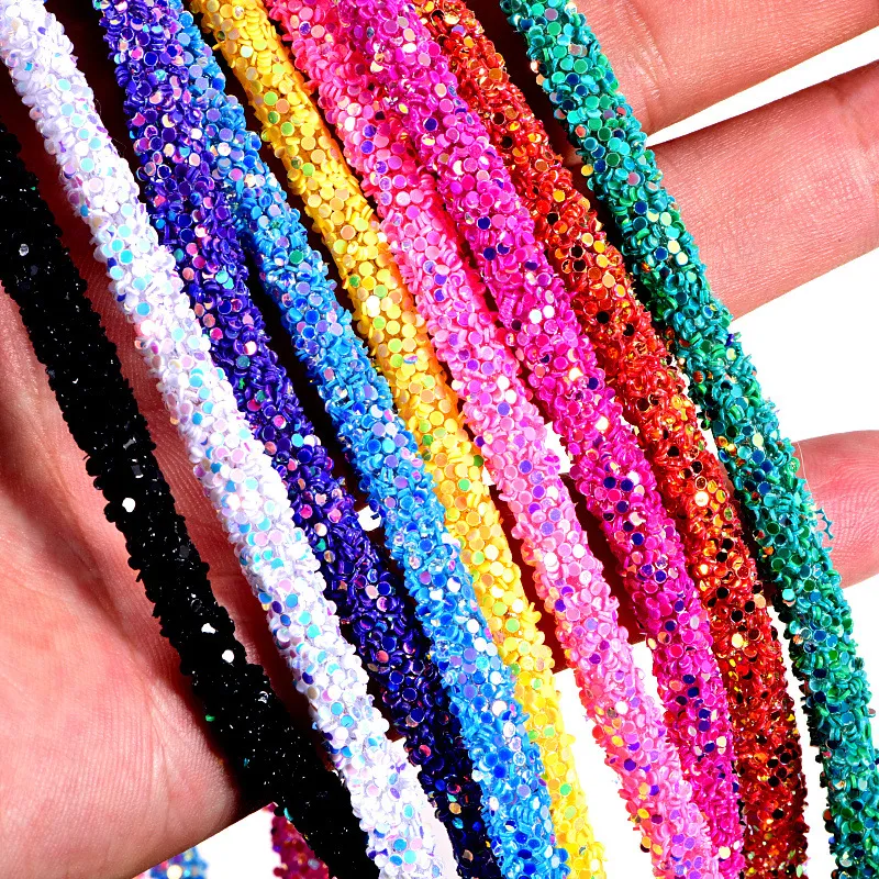 1yard 6 mm glitter pailletten strass zachte buis snoer touw touwtouw voor doe -het -zelf kledingschoenen hoed sieraden armband feestdecoratie